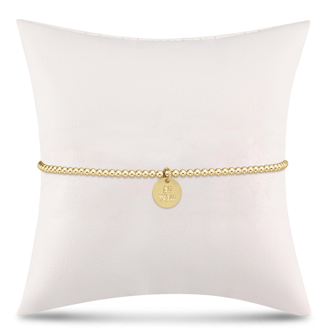 e. newtonClassic Gold 2mm Bracelet - be you. Small Gold Disc - The Lady Ship Boutique