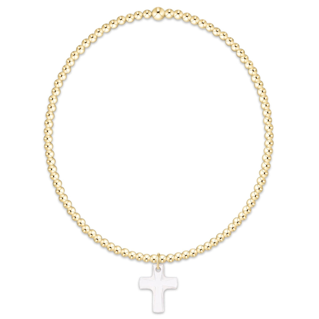 e. newtonClassic Gold 2mm Bracelet - Blessed Crystal Charm - The Lady Ship Boutique