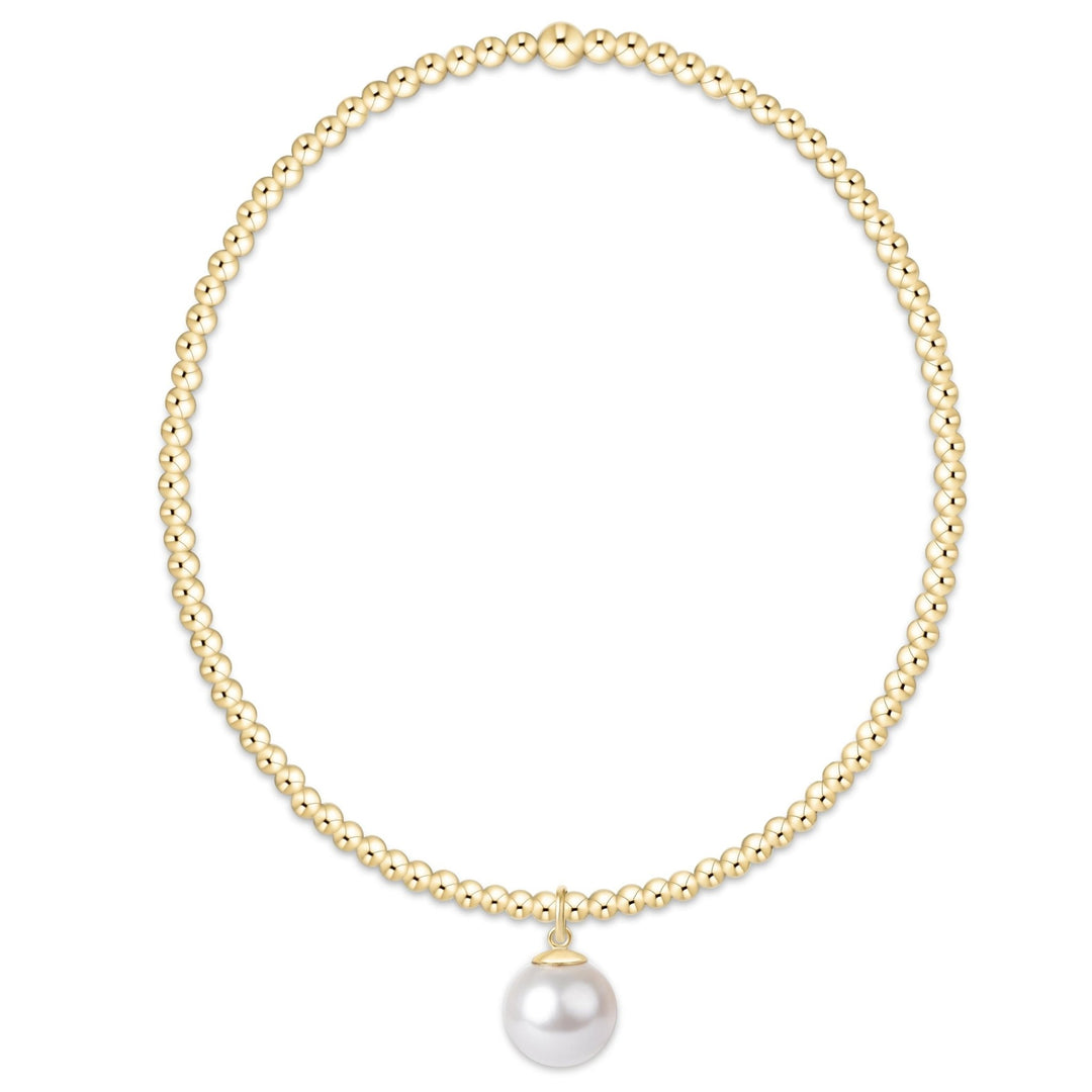 e. newtonClassic Gold 2mm Bracelet - Classic Pearl 8mm Charm - The Lady Ship Boutique
