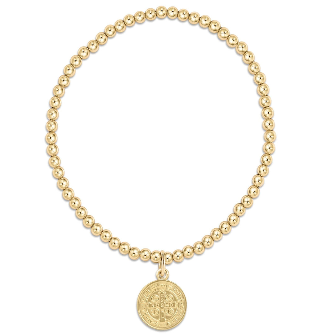e. newtonClassic Gold 3mm Bracelet - Blessing Gold Disc - The Lady Ship Boutique