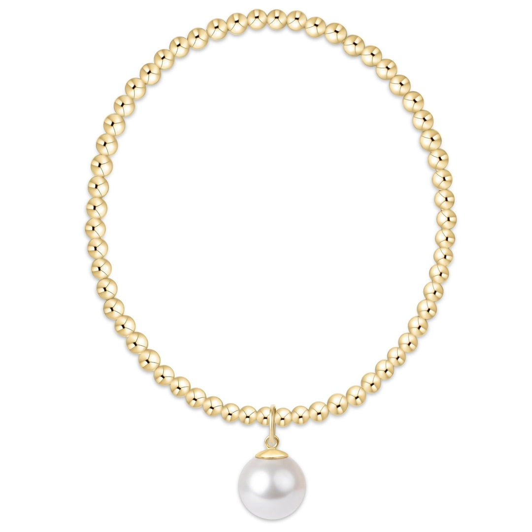 e. newtonClassic Gold 3mm Bracelet - Classic Pearl 10mm Charm - The Lady Ship Boutique