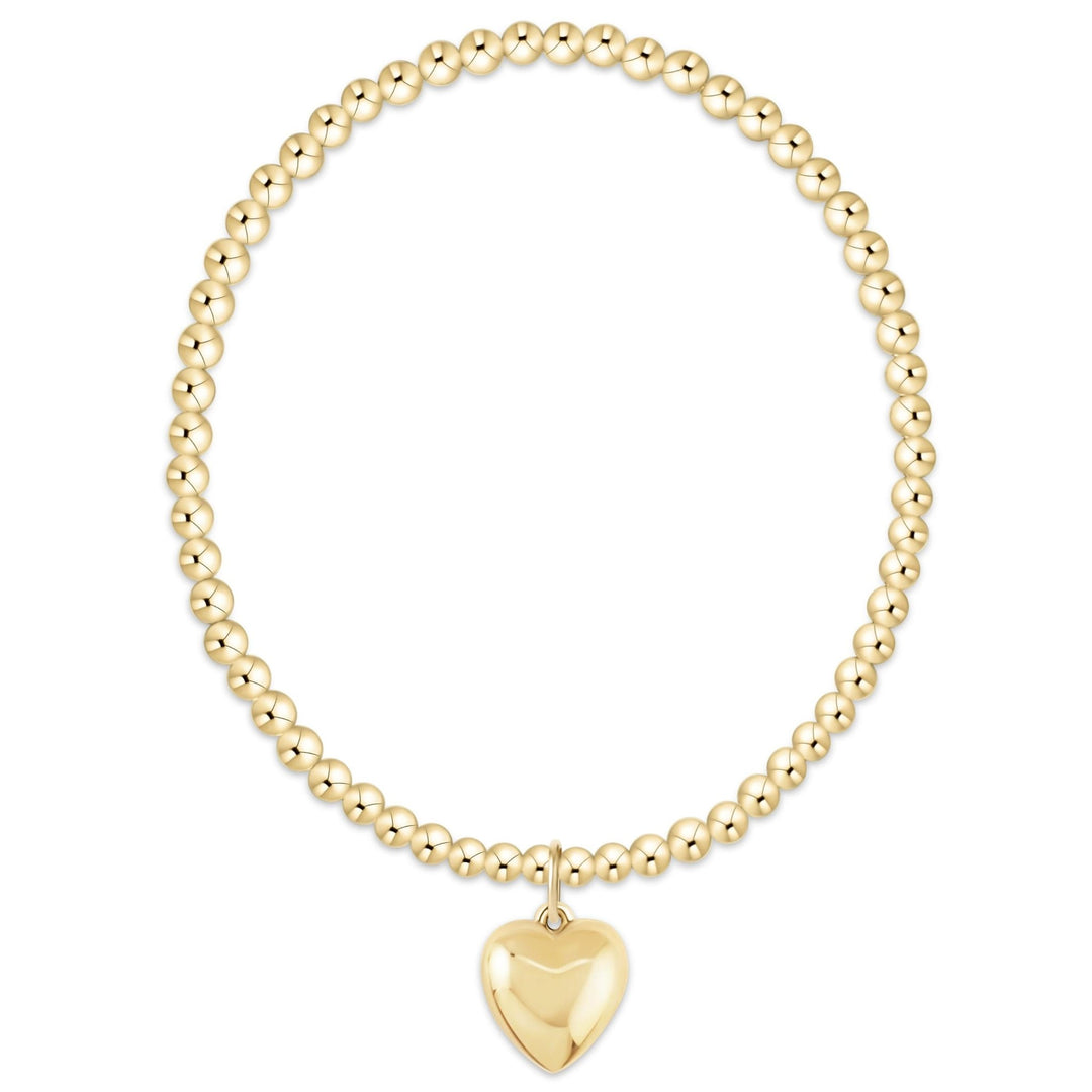 e. newtonClassic Gold 3mm Bracelet - Love Plush Gold Charm - The Lady Ship Boutique