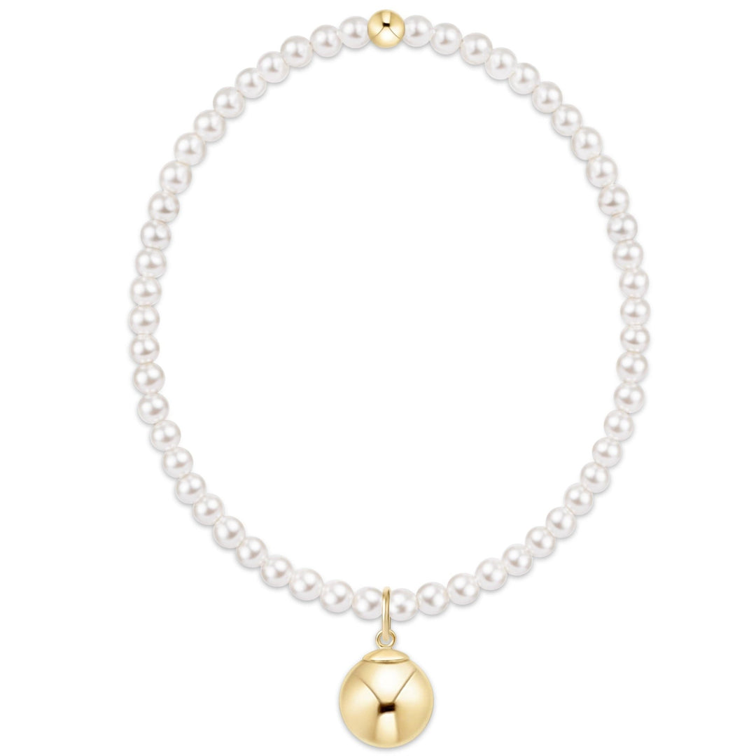 e. newtonClassic Pearl 3mm Bracelet - Classic Gold 10mm Charm - The Lady Ship Boutique
