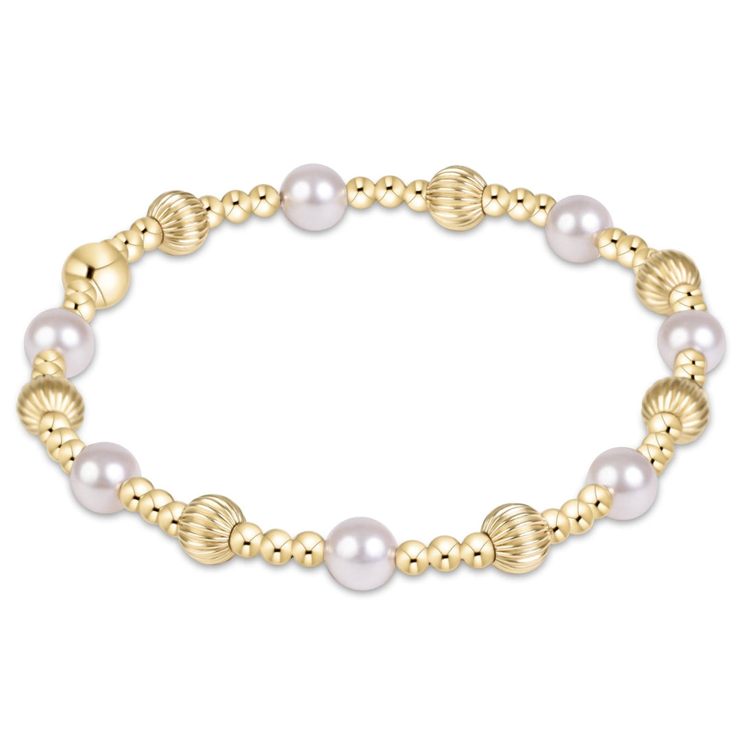 e. newtonDignity Sincerity Gold 5mm Bracelet - Pearl - The Lady Ship Boutique