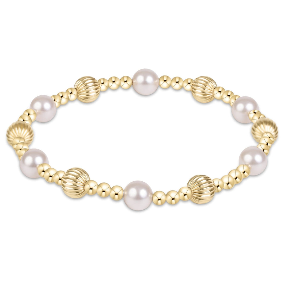 e. newtonDignity Sincerity Gold 6mm Bracelet - Pearl - The Lady Ship Boutique