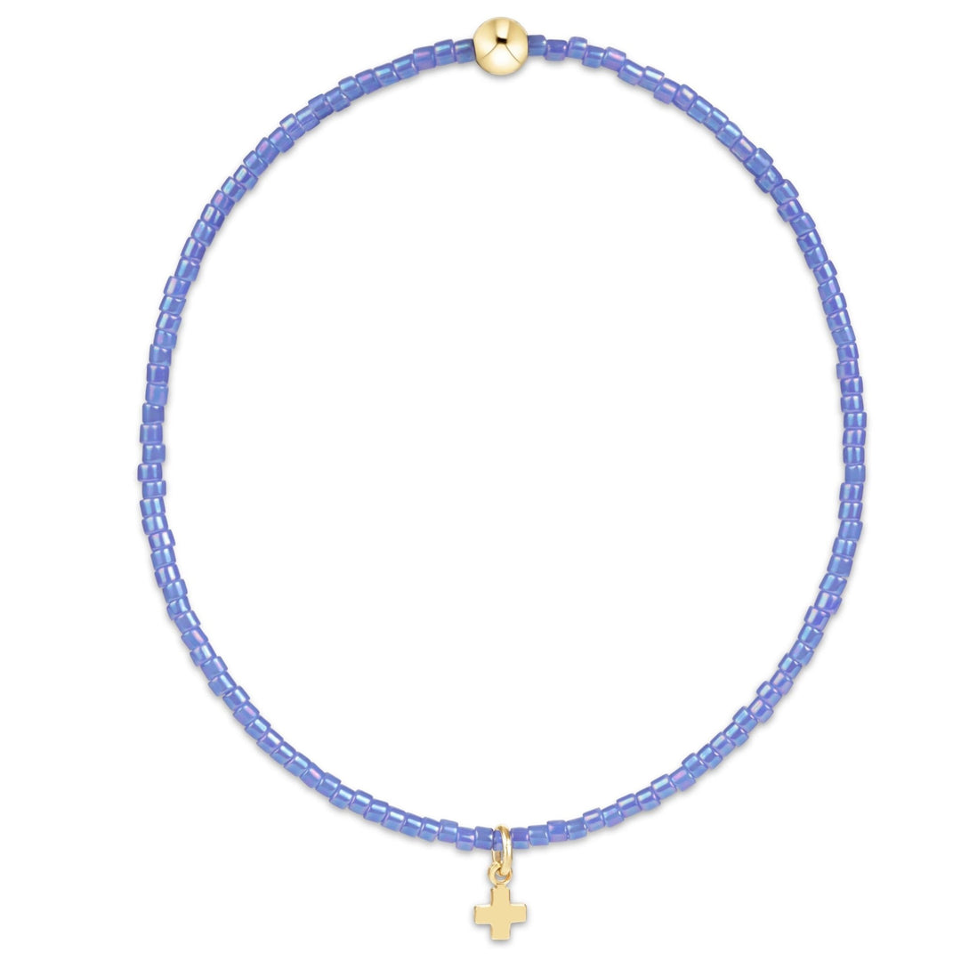 e. newtonHope Classic Bracelet - Bright Blue - Signature Cross Small Gold Charm - The Lady Ship Boutique