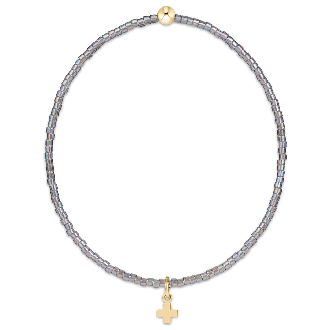 e. newtonHope Classic Bracelet - Morning Mist - Signature Cross Small Gold Charm - The Lady Ship Boutique