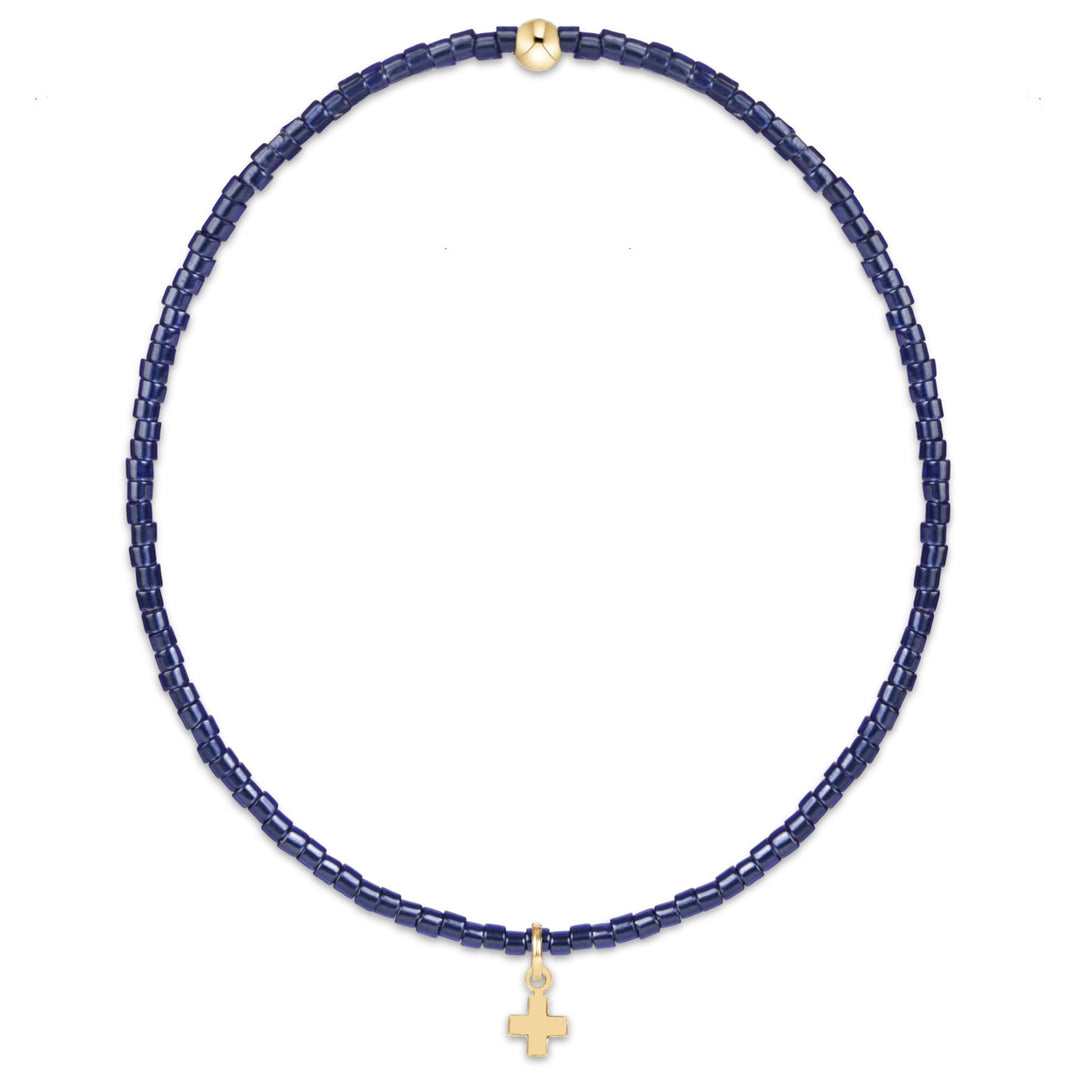e. newtonHope Classic Bracelet - Navy - Signature Cross Small Gold Charm - The Lady Ship Boutique