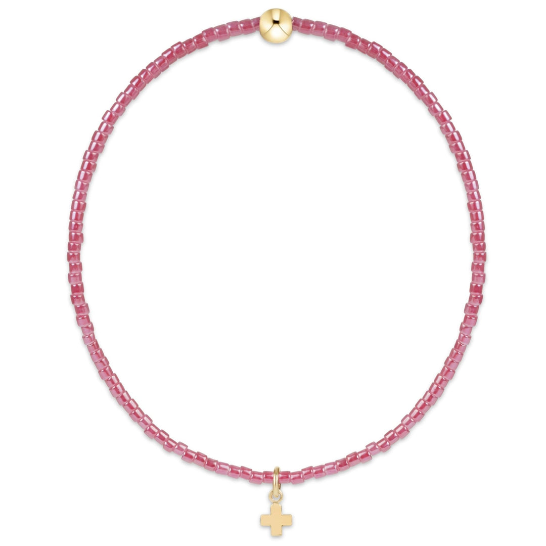 e. newtonHope Classic Bracelet - Pink Champagne - Signature Cross Small Gold Charm - The Lady Ship Boutique