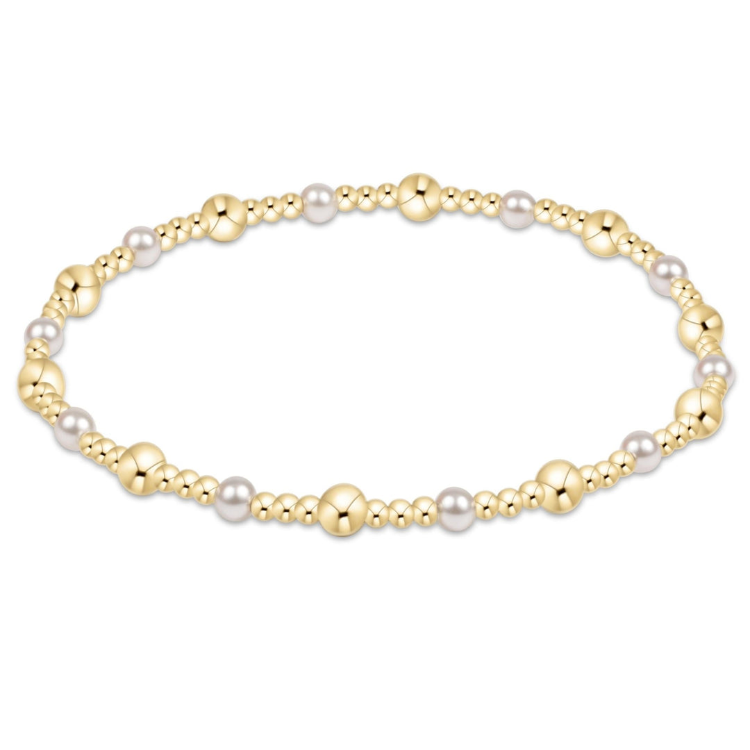 e. newtonSincerity Gold & Pearl 4mm Bracelet - The Lady Ship Boutique